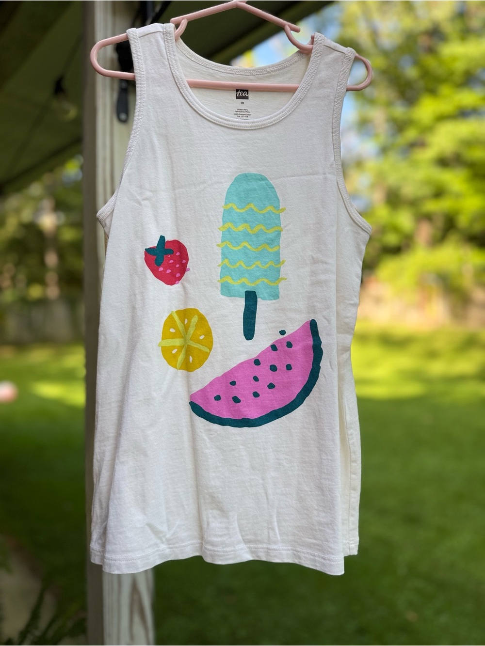 Tea Collection White Girls' Fruit Graphic Tank Top